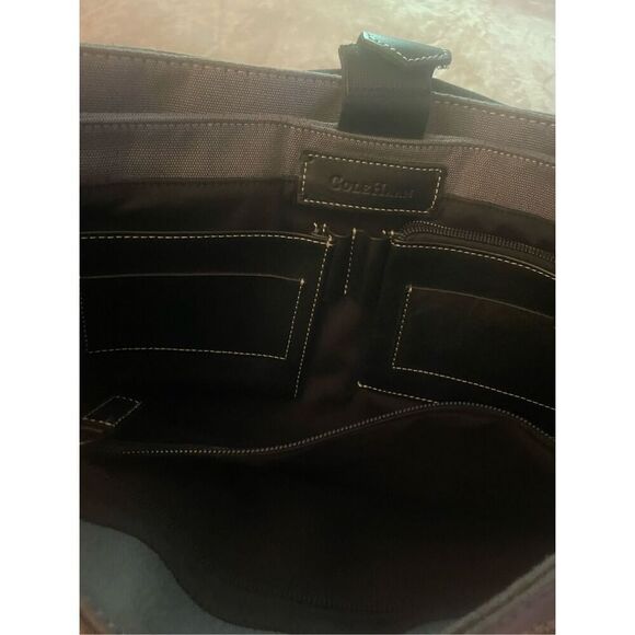 Cole Haan Men’s Canvas Leather Messenger Shoulder Bag Laptop Briefcase - Picture 6 of 14